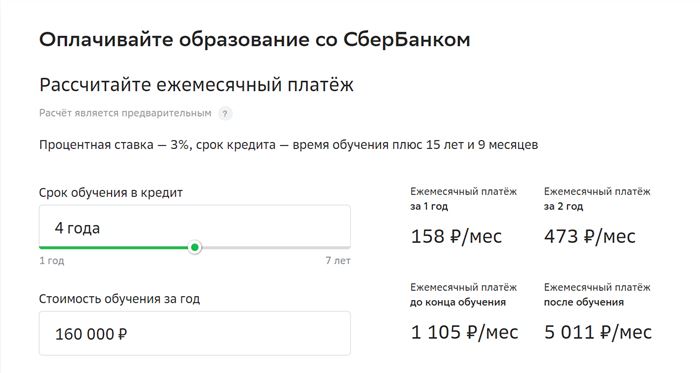 онлайн-калькулятор образовательного кредита с государственной гарантией