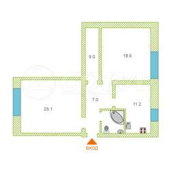 2 комнатная, 70.4 м², 1 этаж из 3