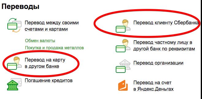 Карточные переводы в онлайн кабинете Сбербанка