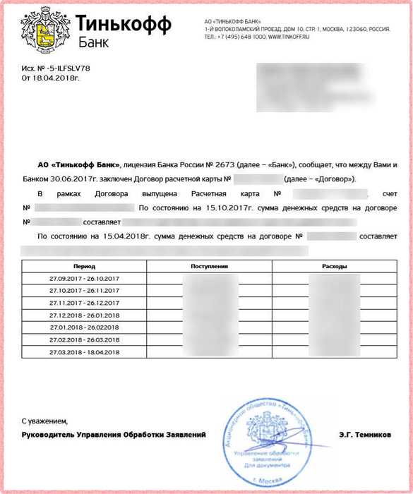 Выписка по Операциям по Карте Тинькофф